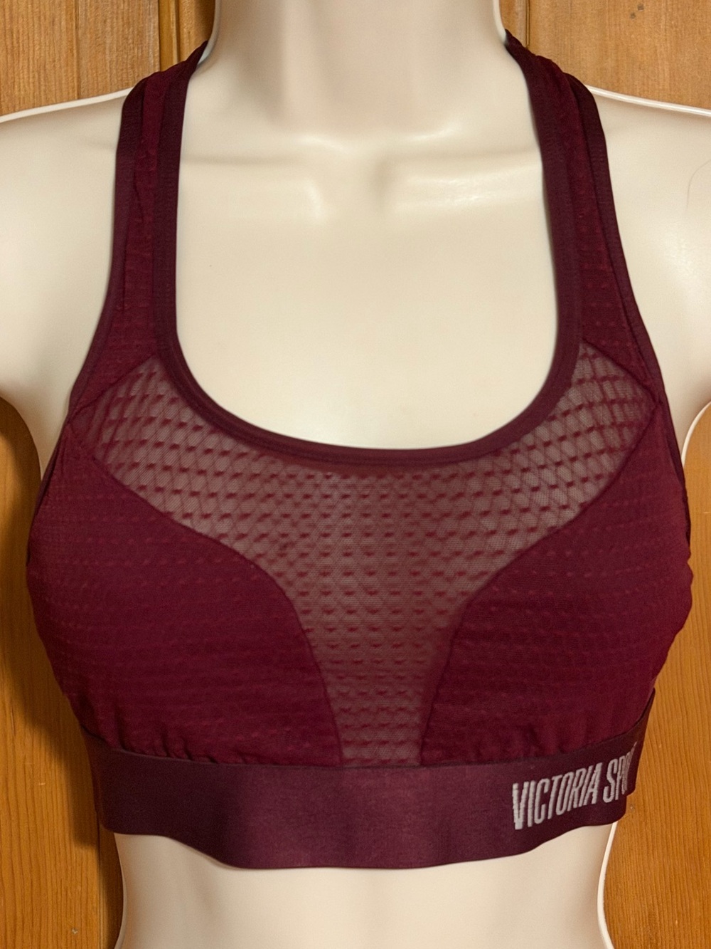 Victoria's Secret Sport The Player Sports Bra Mesh Lace Racerback Burgundy - Md